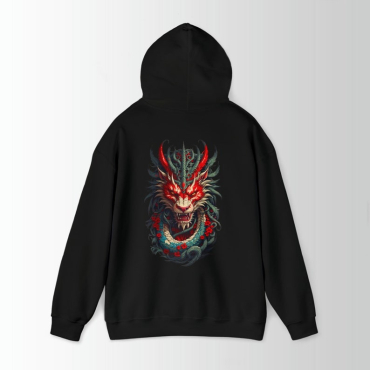 Dragon Print Hoodie, Dragon Streetwear, Dragon Graphic Hoodie, Unisex Heavy Blend Hoodie