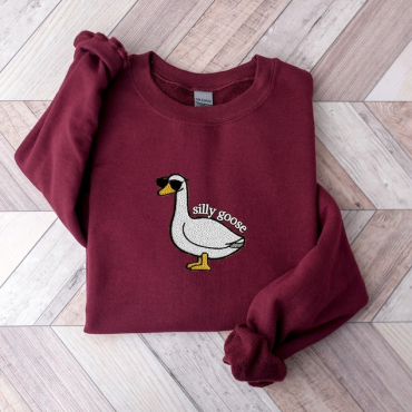 Embroidered Silly Goose Sweatshirt, Funny Embroidered Sweatshirt2